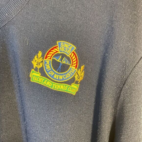 Toronto Casuals Wards Mens Sweater Large Blue Yacht Tennis Club Vtg 80s Crest - Picture 4 of 11